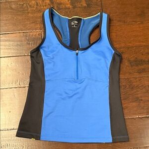 Champion Blue Half Zip Athletic Racerback Tank Top